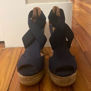 Navy Blue TB wedges